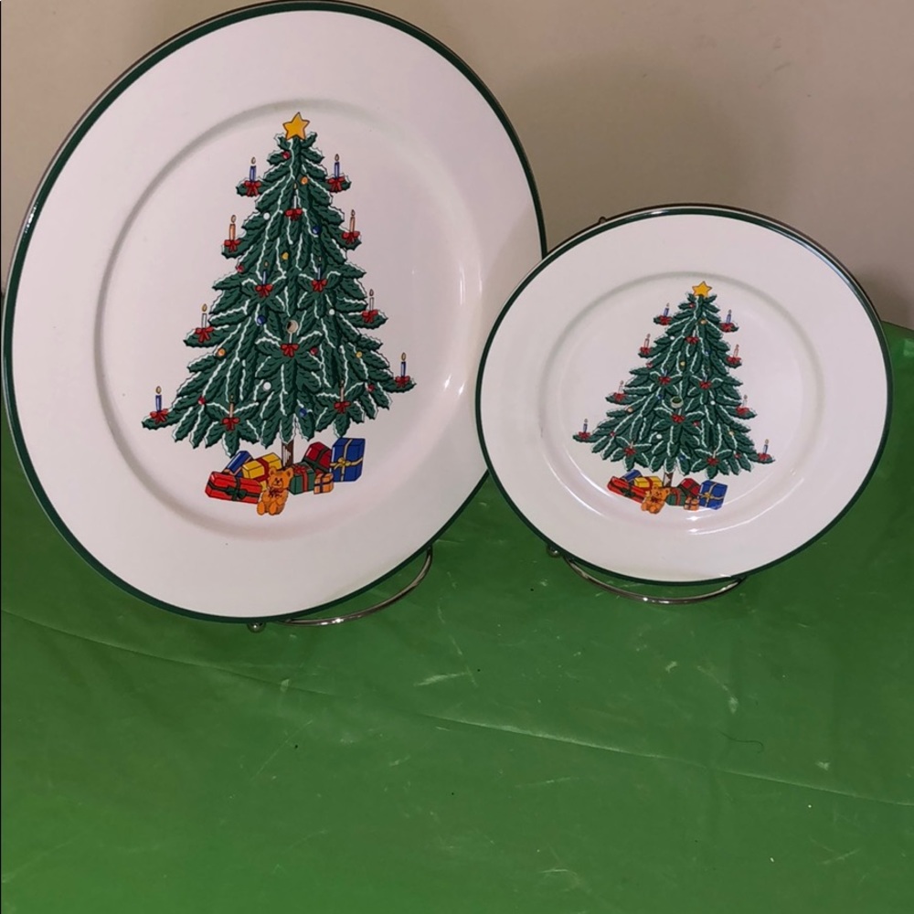 Xmas decor plates with stand
